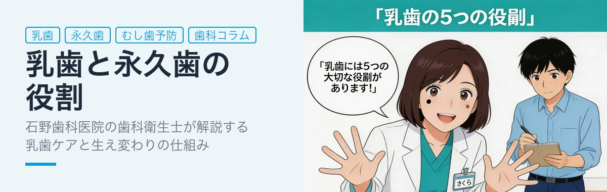 さくら先生が乳歯の5つの役割を解説するマンガシーン